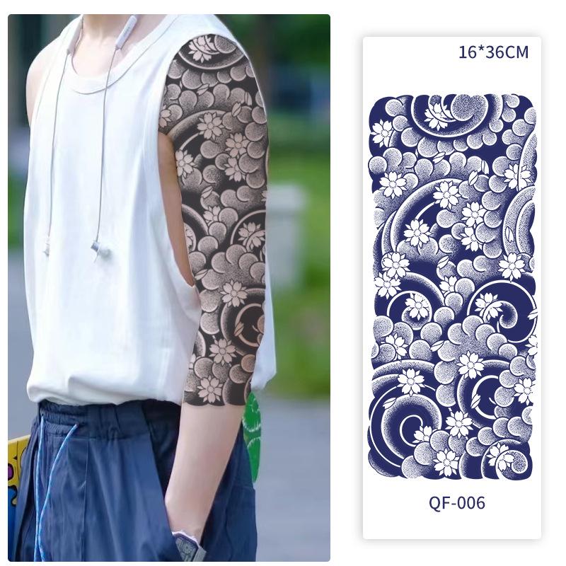 Men's Semi-Permanent Herbal Waterproof Tattoo Stickers - Long-Lasting, Non-Reflective Full Arm Cover