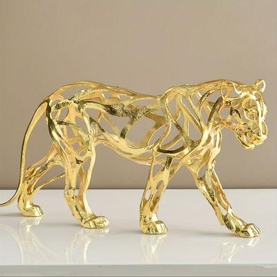 Nordic Creativity Metal Leopard Sculpture TV Cabinet Entrance Decoration Living Room Desktop Sculpture Home Decoration