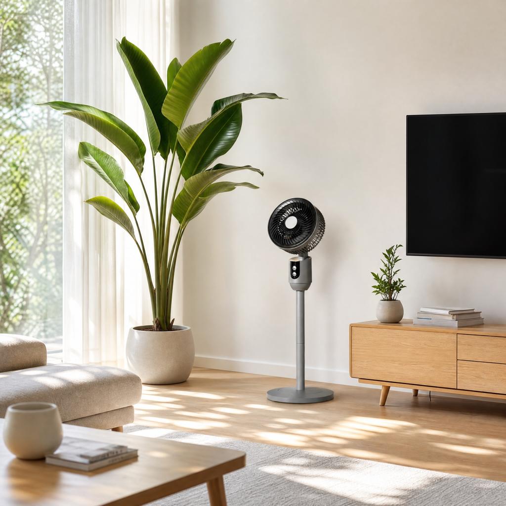 Pedestal Fan with Remote Control - 3 Oscillating Floor Fan, 7.5 Hour Timer, Adjustable Height Table and Floor Use for Bedroom Home