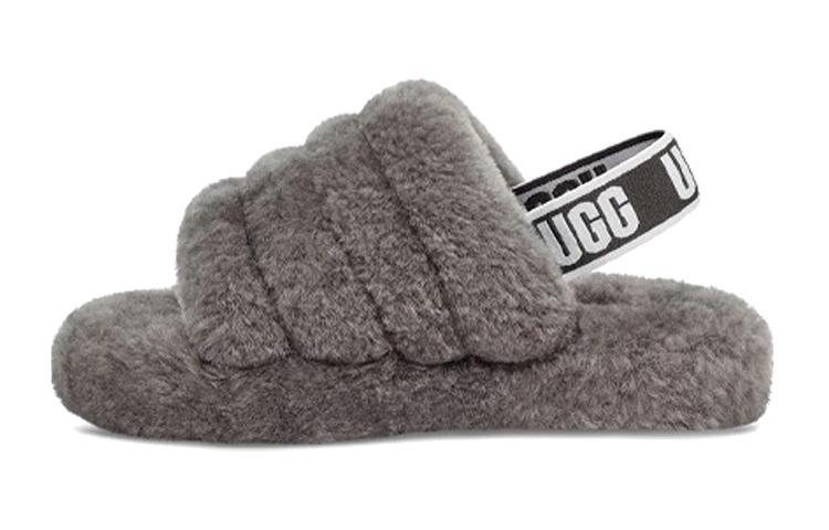 UGG Fluff Yeah Slide Charcoal Kids 1098494K-CHRC 32.5