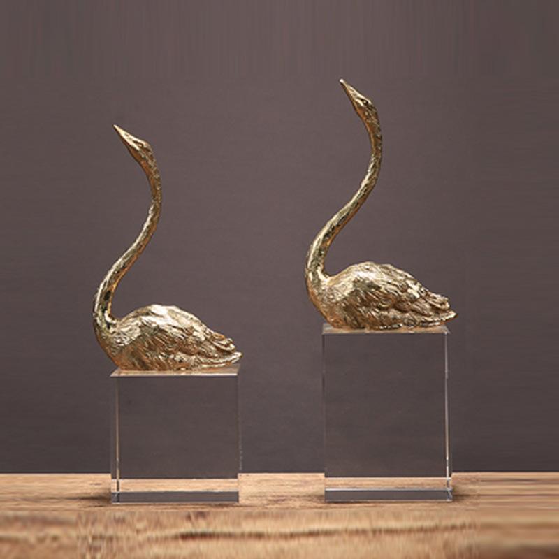 Deer Head Swan Bookend Crystal Base European Post-modern Neoclassical Model Room Decoration with Bookend and Book Back Soft Decoration