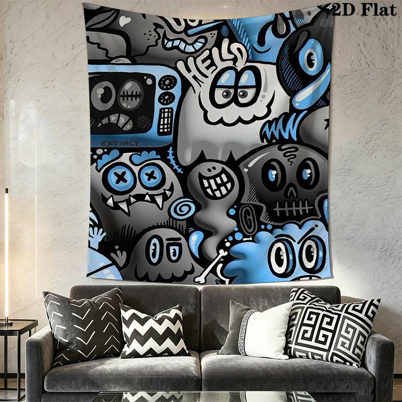 Dark Monster Cartoon Carnival Pattern Home Decor Tapestry, Wall Hanging, Decorative RV Wall Cloth.NGT0928047