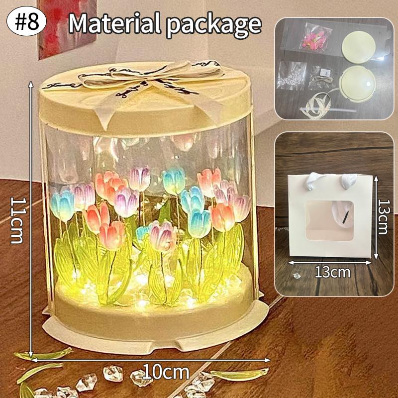 Cake Tulip Nightlight Gifts DIY Material Pack Creative Valentine's Day Gift Handmade Tulip Decoration Cake Box Gift Bag Set