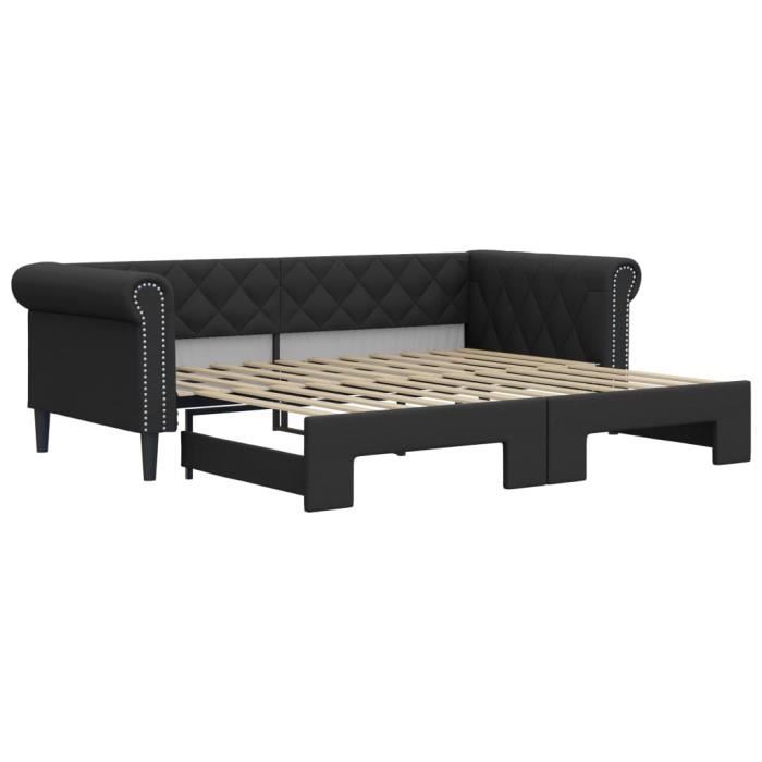 VidaXL Daybed with Pull-out Bed Black 90x200 Cm Faux Leather 3197723