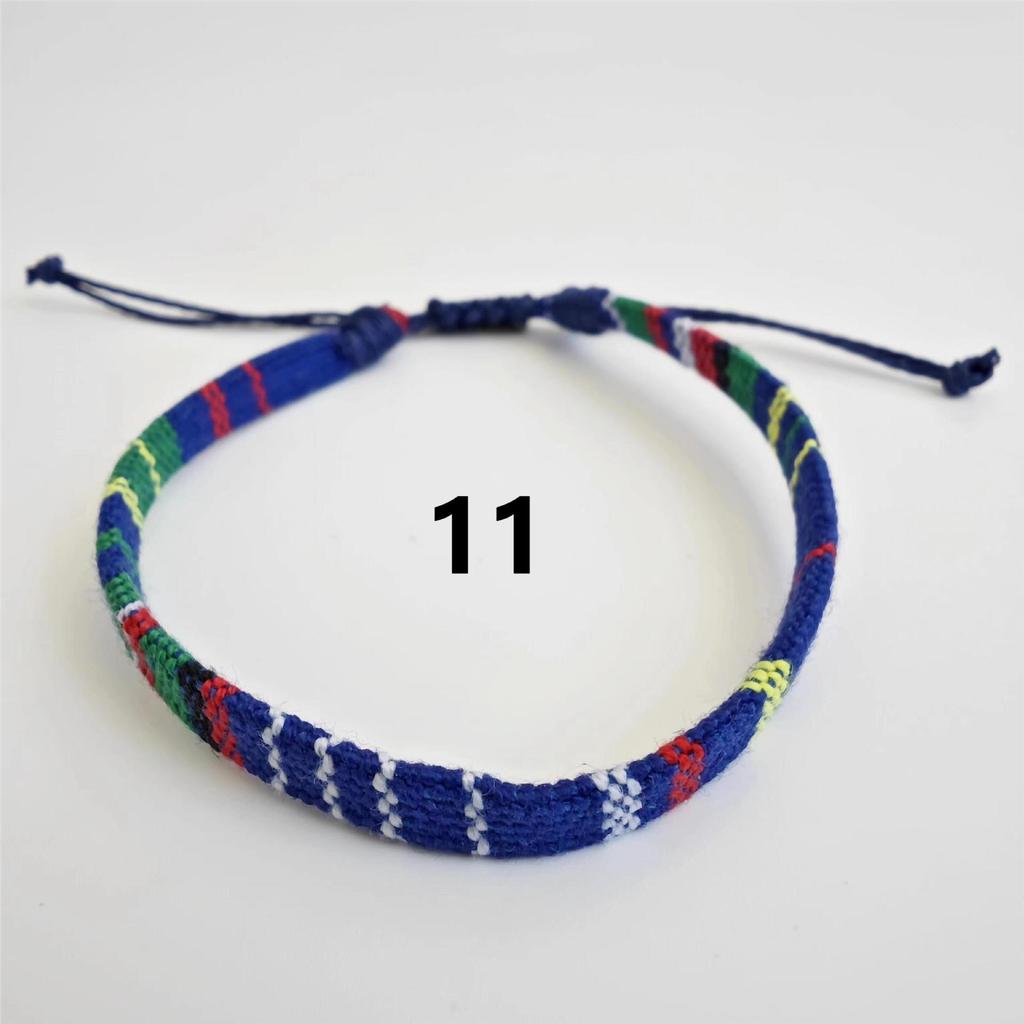 Bracelet Tissé Coloré en Coton-Lin Ajustable Fait Main