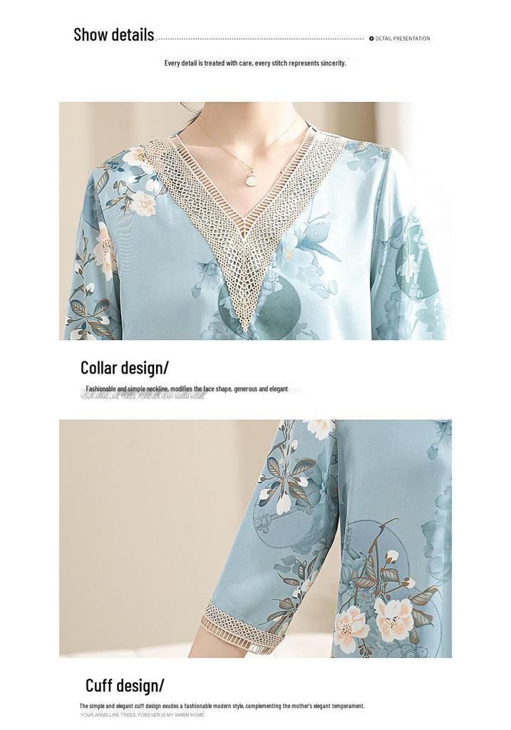 2026 Summer Chiffon Top Set for Stylish Middle-Aged and Elderly Mothers (Short/Mid-Sleeve)