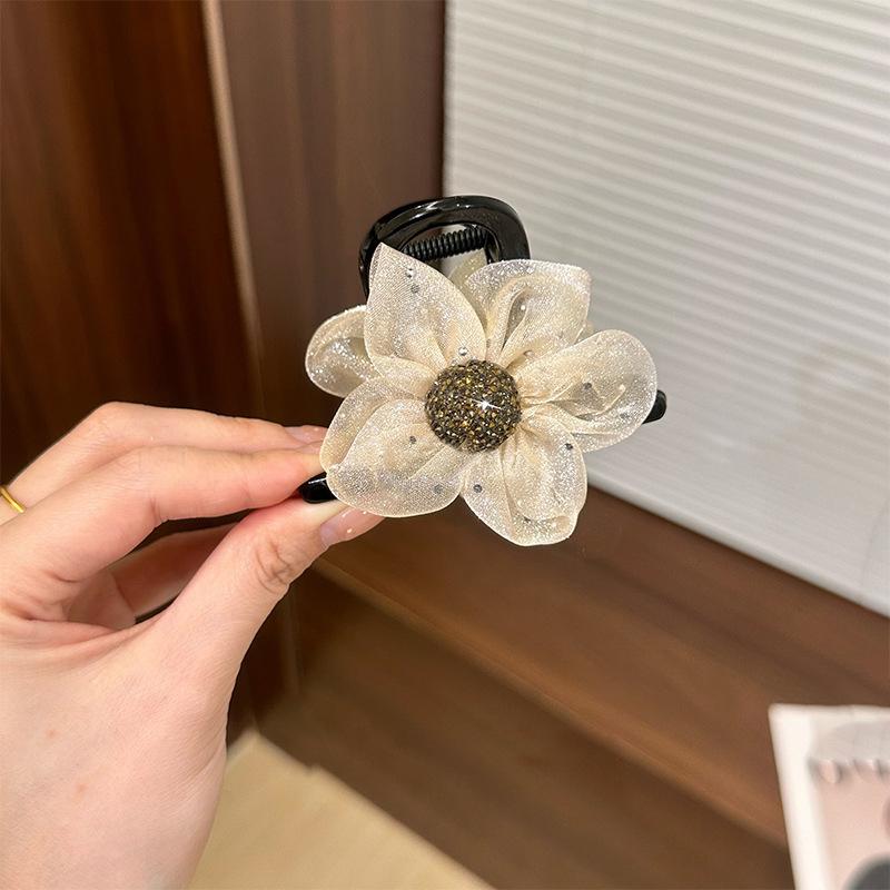 Women Rhinestone Sun Flowers Grab Clip Hair Clip Ponytail Hair Shark Claw Hairpin Girls Hair Accessories