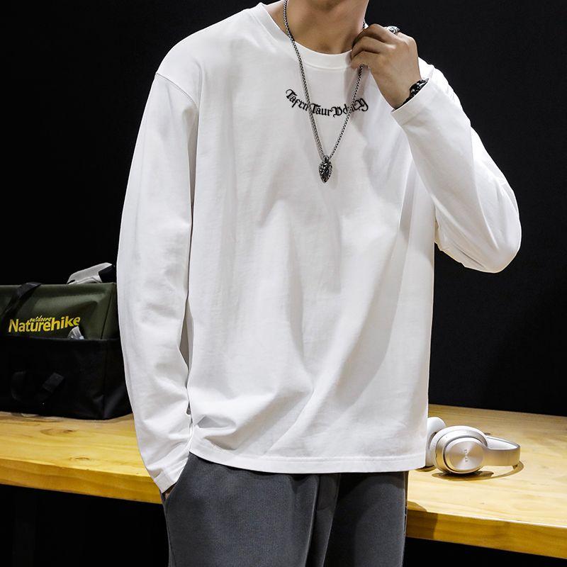 Men's Spring and Autumn New Splicing Pullovers O-Neck Letter Fashion Solid Color Loose Minimalist Casual Long Sleeve Tops