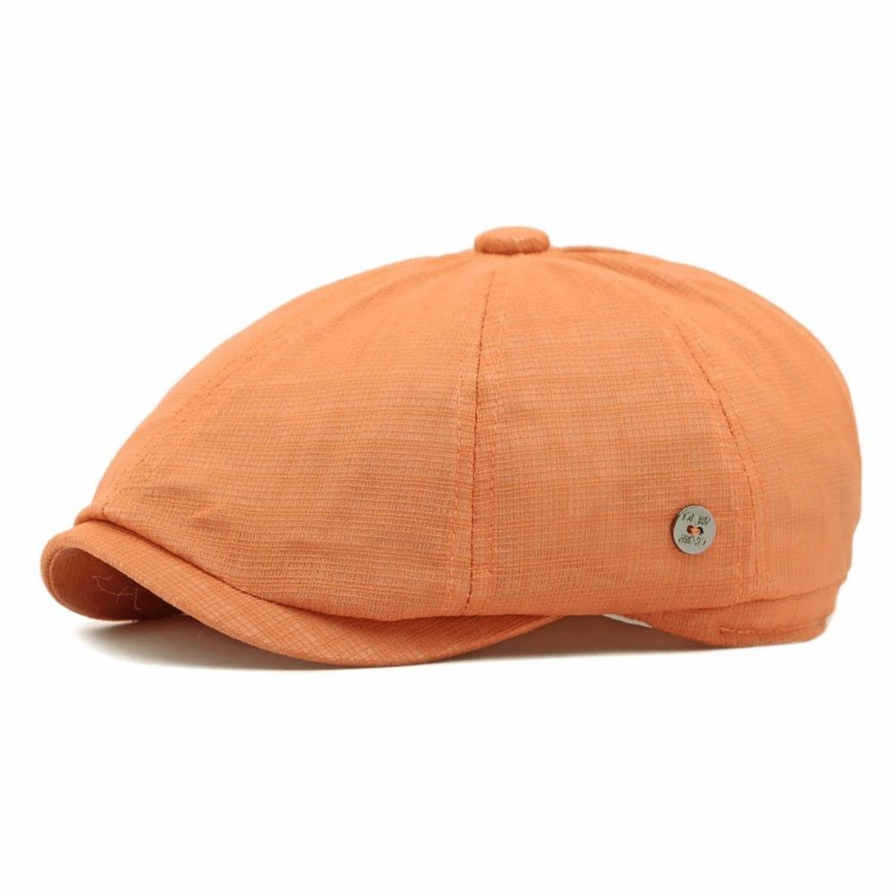 Nouveaux Berets de Peintre Couleur Unie Chapeaux Casuels en Maille Chapeau Octogonal Respirant Chapeau à Visière Plate Outdoor orange