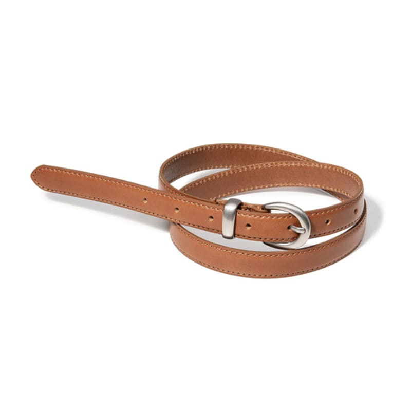 halden (W) simple western round cowhide leather belt (T013_tan)