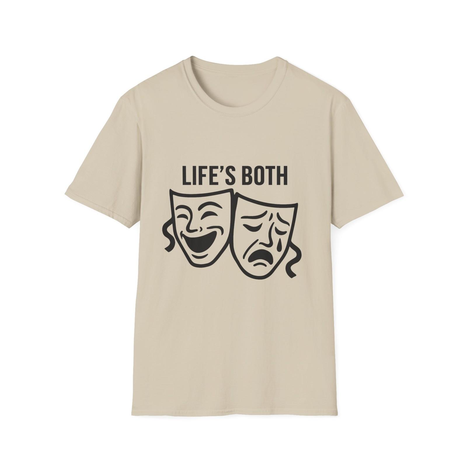 Unisex Softstyle T-Shirt Mens Womens Tees Top, Life’s Both T-Shirt Mens Womens Tees Top – Comedy, Tragedy, Masks, Drama S
