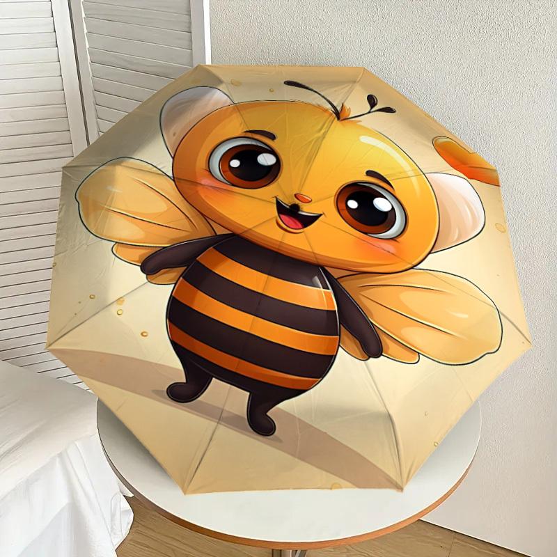 1PC Bee Heart Automatic Open/Close Umbrella with Windproof, 8-Rib Sturdy Canopy, Durable Ribs, Fashionable Design1290A