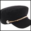 Marine Cap Corduroy Newsboy Hat for Going Out and Traveling Women Men CZ203 [White Fang] (Black)