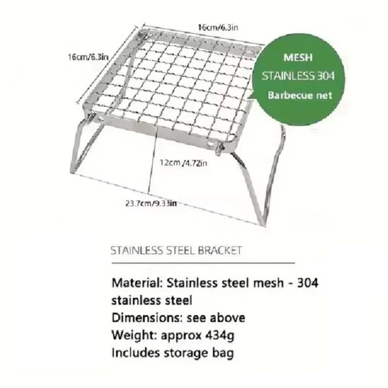 Multifunctional Folding Campfire Grill Portable Stainless Steel Camping Grill Grate Gas Stove Stand Outdoor Wood Stove Stand