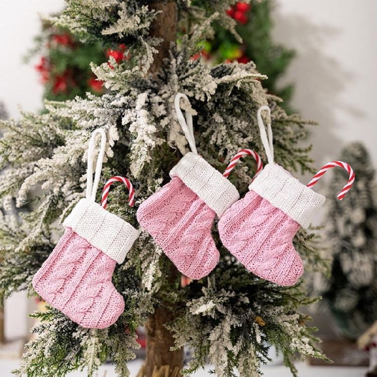 10Pcs Knitted Christmas Stocking Creative Colorful Socks Ornament Stylish Holiday Decoration for Wall or Tree Display