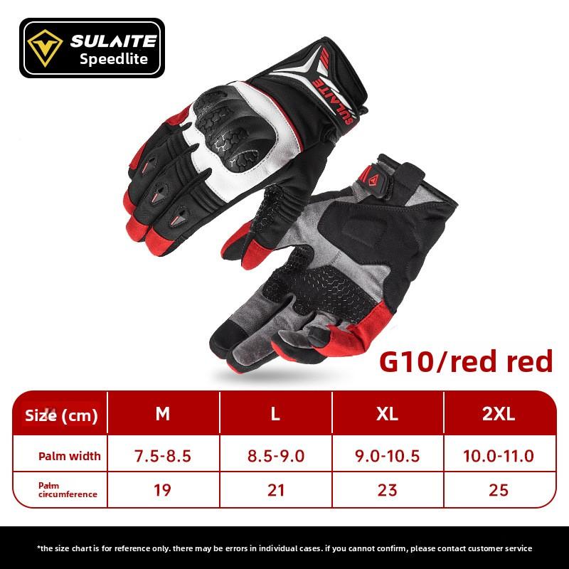 SULAITE Winter Full Finger Motorcycle Gloves TPU Anti-drop Locomotive Riding Protective Gloves Equipment XS красный