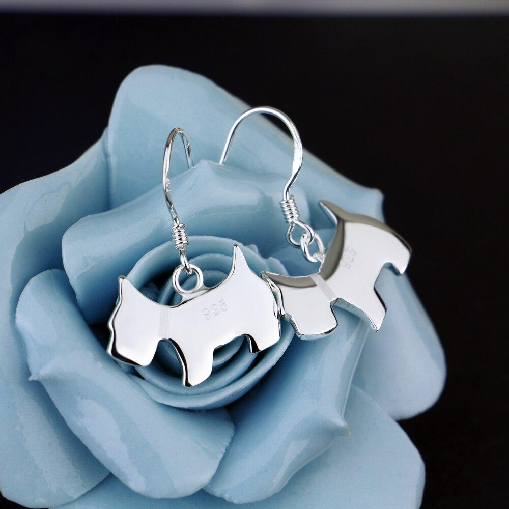 Fashion Silver Earrings Women's 925 Sterling Silver Earrings Cute Animal Dog Pendant Solid Silver Jewelry Birthday Gift