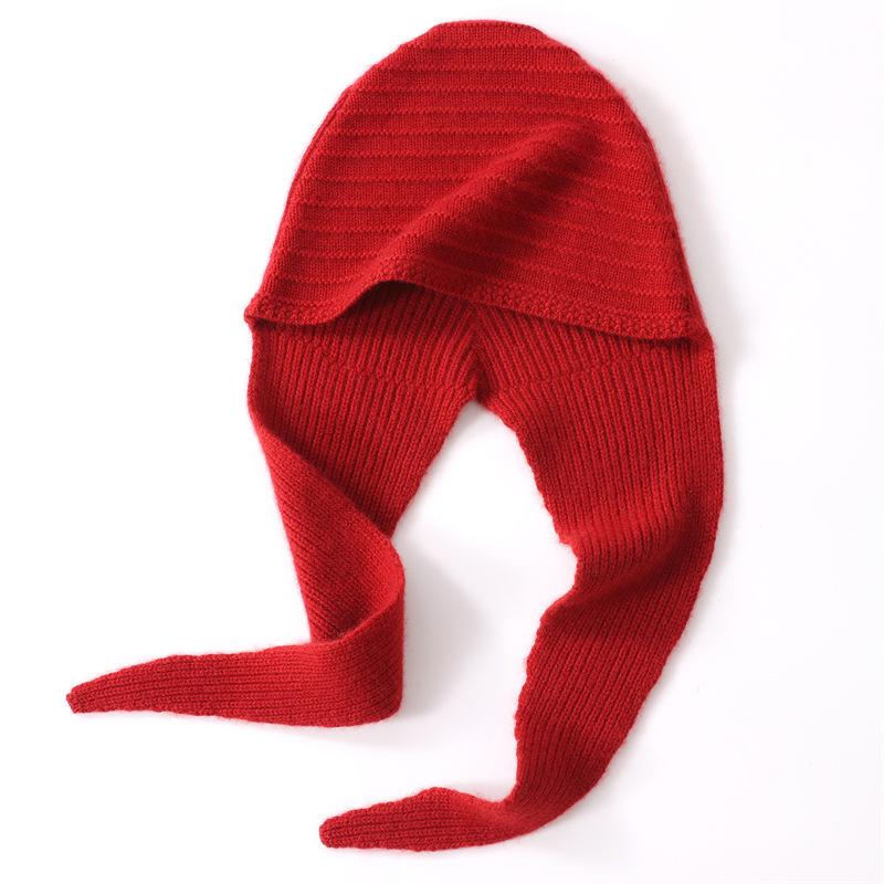 

Cashmere Autumn and Winter New Women s Hat Solid Color Scarf All in One Warm Ear Protection Knitted Scarf Hat One size