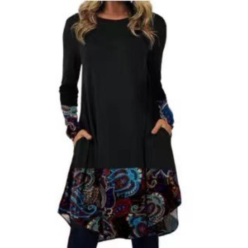 EastRogue Women's Fashion Spring Autumn Long Sleeve O-Neck Casual Dresses