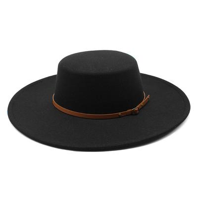Sombrero de copa plano, británico, versátil, retro, de fieltro, de lana, blanco y beige, para hombre y mujer.