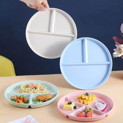 Food Fruit Salad Divided Plate Three-Grid Western Compartment Plate Wheat Straw Diet Meal Plate Food Tray Kitchen Dinnerware