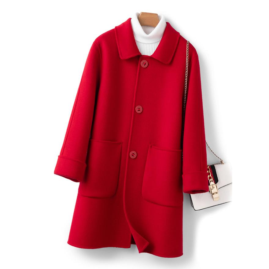 Double-sided wool coat women's medium and long autumn and winter new slim-fit wool coat