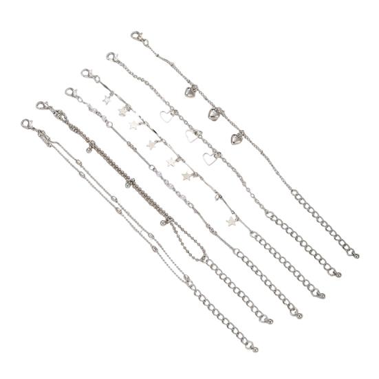 6 Layer Bracelet, Adjustable Tail Chain, Alloy Plating Wear-Resistant Multi-Layered Bracelet, Korean Style Bracelet for Women