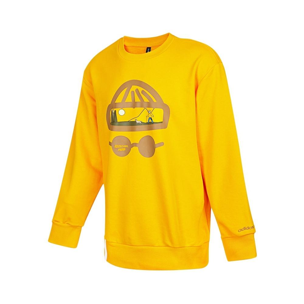 Men s adidas neo Funny Printing Round Neck Sports Pullover Yellow HG6594 L