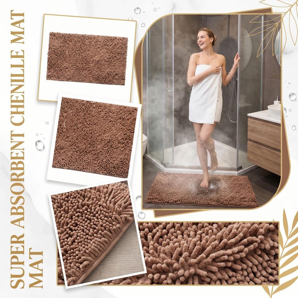 Chenille-Badezimmerteppich 40x60cm Saugfähig Rutschfest Badezimmerteppich Fußmatte Weiche Textur Mikrofaser-Fußbodenmatte