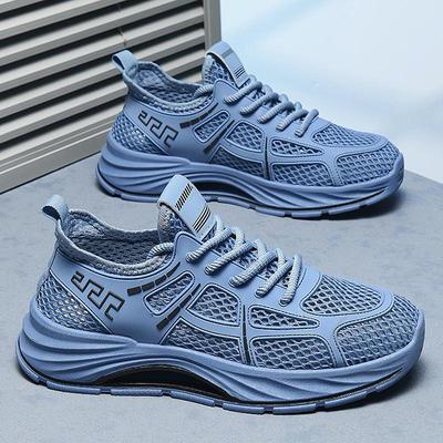 Mesh Breathable Men's Shoes New Summer Large Mesh Hollow Hole Soft Sole Shock Absorption Running Sports Shoes