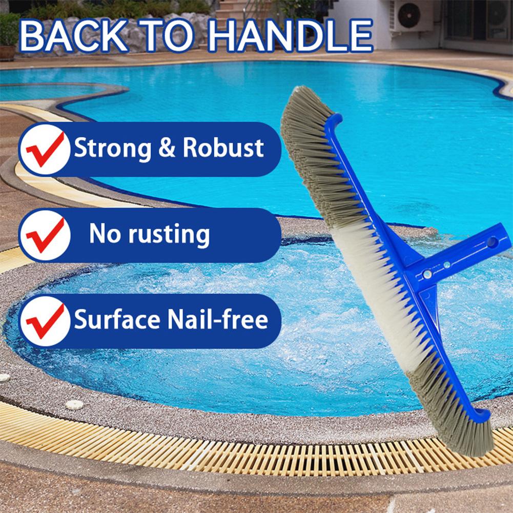 17inch Heavy Duty Pool Brush Head with Curved Ends Cleaning Brush Head for Cleaning Inground Pool Tiles Walls Floor Steps