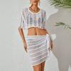 Fashion Wind Sexy Cutout Knitting Top Skirt Beach Suit Knitted Top and Skirt Set
