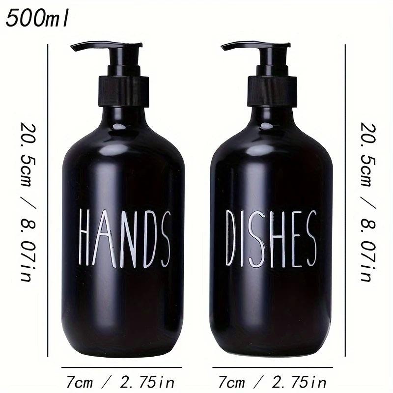 Dishwashing Soap Dispenser with Plastic Pump, Reusable Liquid Soap Shampoo Shower Gel Bottle Pressure Bathroom Decoration 500ml
