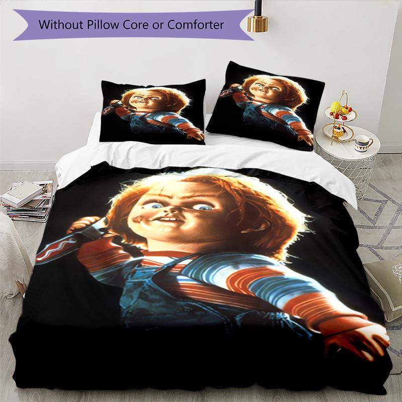3pcs Chucky Bedding Set Duvet Cover Closure Includes 1 Duvet Cover & 2 Pillowcases, Soft and Comfortable for All Seasons.