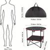Folding Camping Table, Outdoor Beach Picnic Table with 4 Cup Holders & Carrying Bag, for Bonfire Party & Tailgate Activities