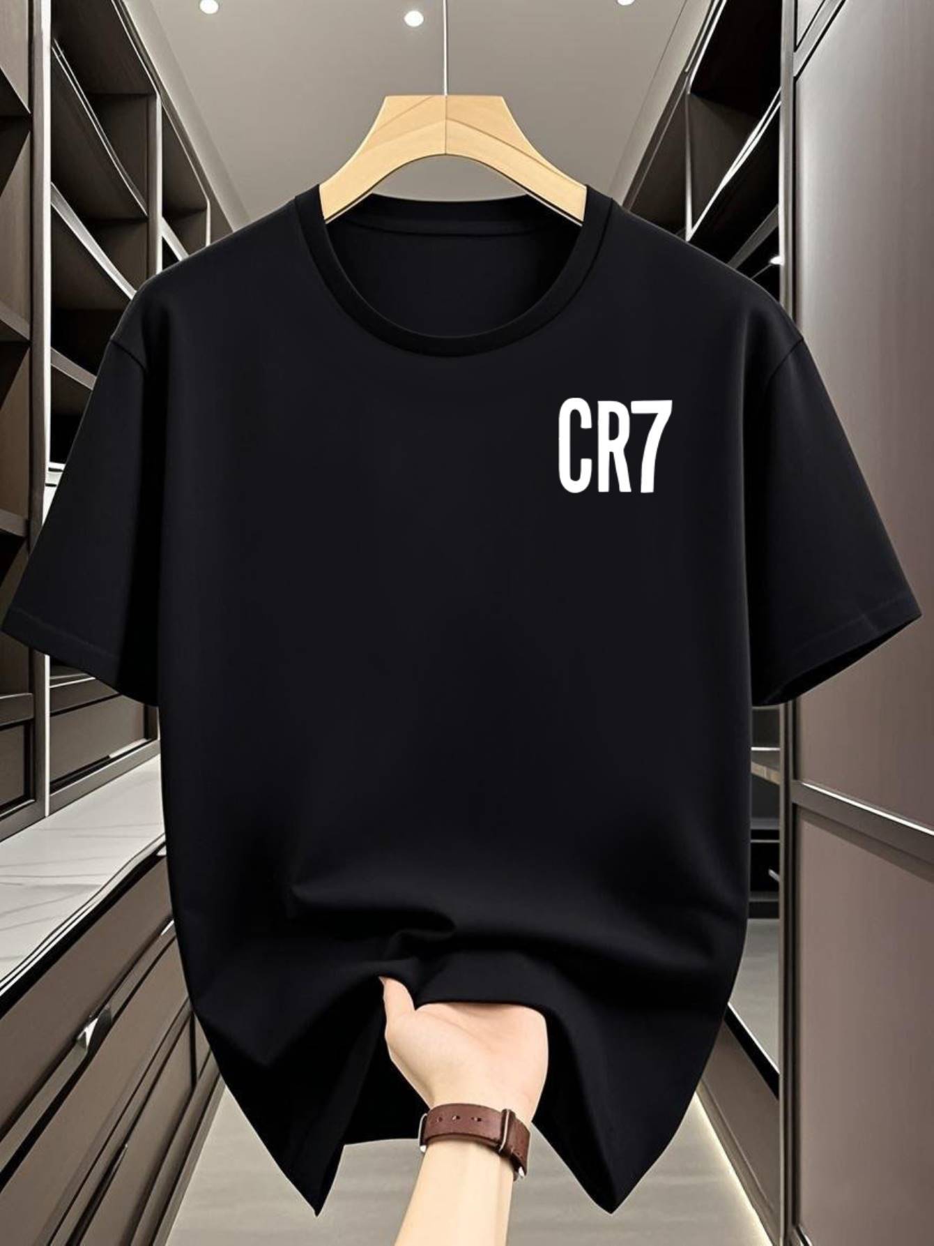 Повседневная белая футболка с ярким графическим принтом CR7 - Уличный стиль Хип-хоп Графическая футболка M
