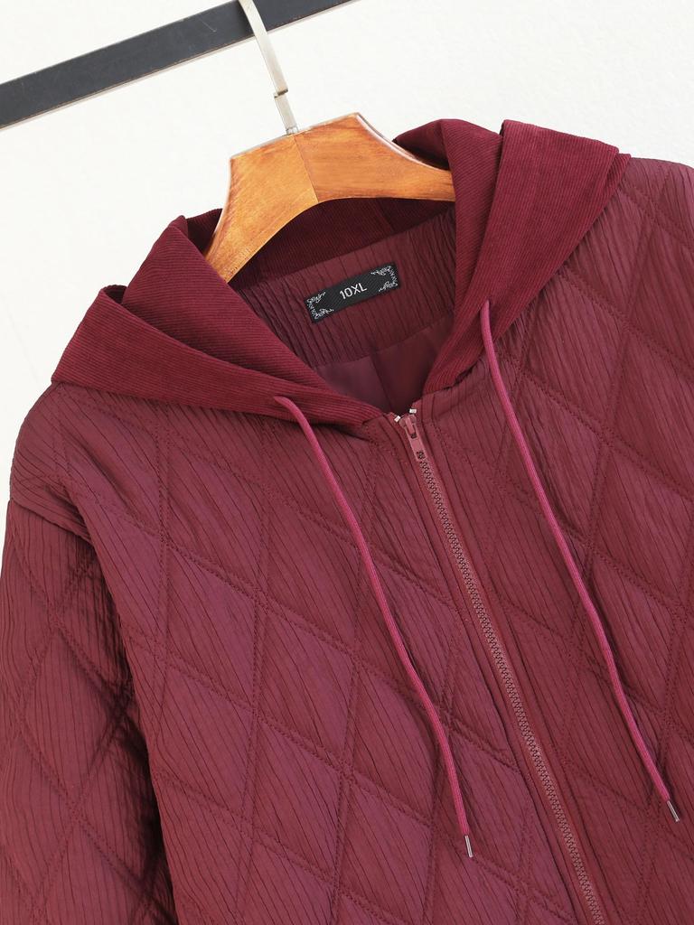 Plus Size Women's Winter Warm Hooded Cotton Jacket - Slimming Outerwear