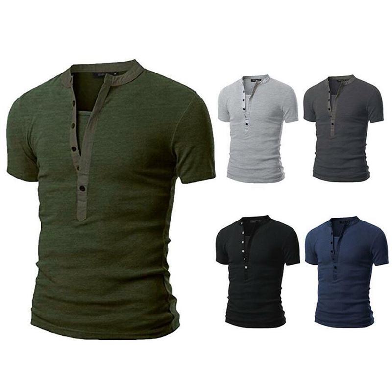 Fashion Men's Slim Fit V Neck T-shirt Muscle Tee Casual Tops Short Sleeve Blouse In Stylish Solid Colors