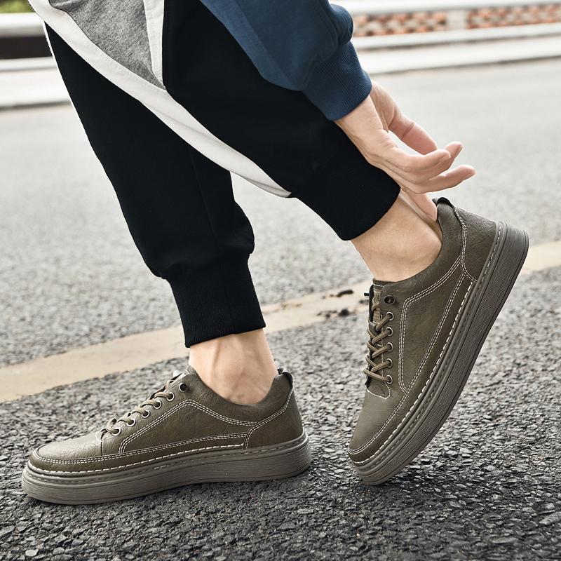 Fashion High Quality Handmade Sole Men's Oxford Shoes Thick Sole Men's Leather Casual Shoes Classic Khaki Outdoor Camping Hiking Shoes