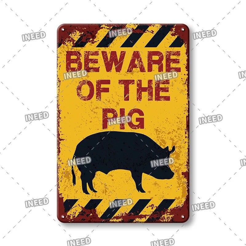 Plakette Vintage Metall Vorsicht Tier Metall Blechschild Tiere Warnung Vintage Blechschild Metallplatte für Wand Pub Bar Club Wanddekoration