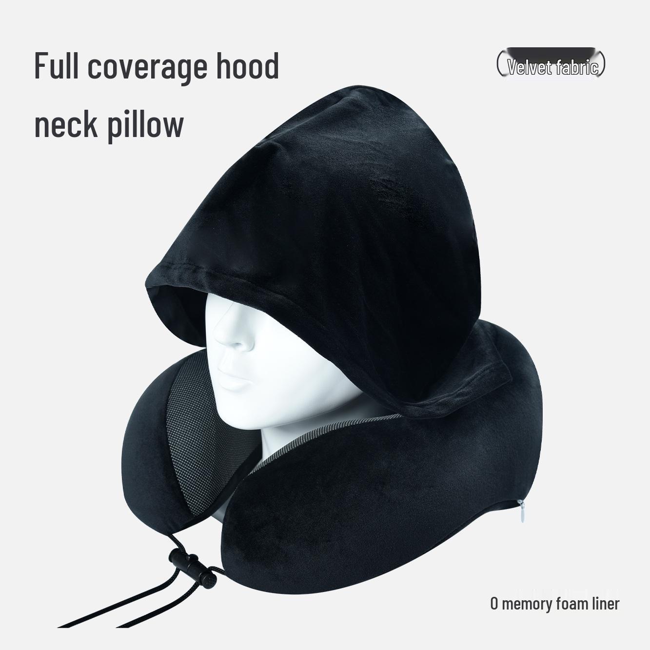 

Hooded U-Shaped Memory Foam Travel Pillow with Neck Support for Airplane or Car