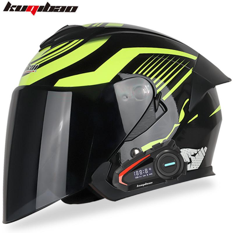 Kuqibao Dual Lens Motorcycle Bluetooth Helmet Motorcycle Helmet Half Helmet Long Range Four Seasons Universal Half Cap