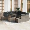 VidaXL 9-Piece Garden Sofa Set with Gray Cushions Rattan 3349155