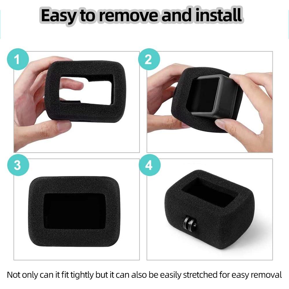Windscreen Cover For GoPro Hero 12 11 10 9 Windscreen Cover Case Black Foam Wind Noise Reduction Sponge Video Muffler Housing