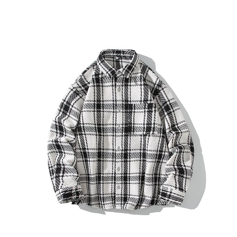 2025 Men's Plaid Woolen Shirt Jacket - Fashionable Loose-Fit Plus Size Autumn Casualwear