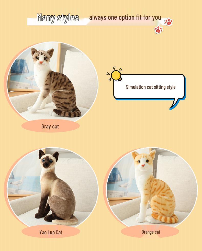 Siamese Cat Plush Toy: Early Education Comfort Gift for Children, Home Decor Ornament