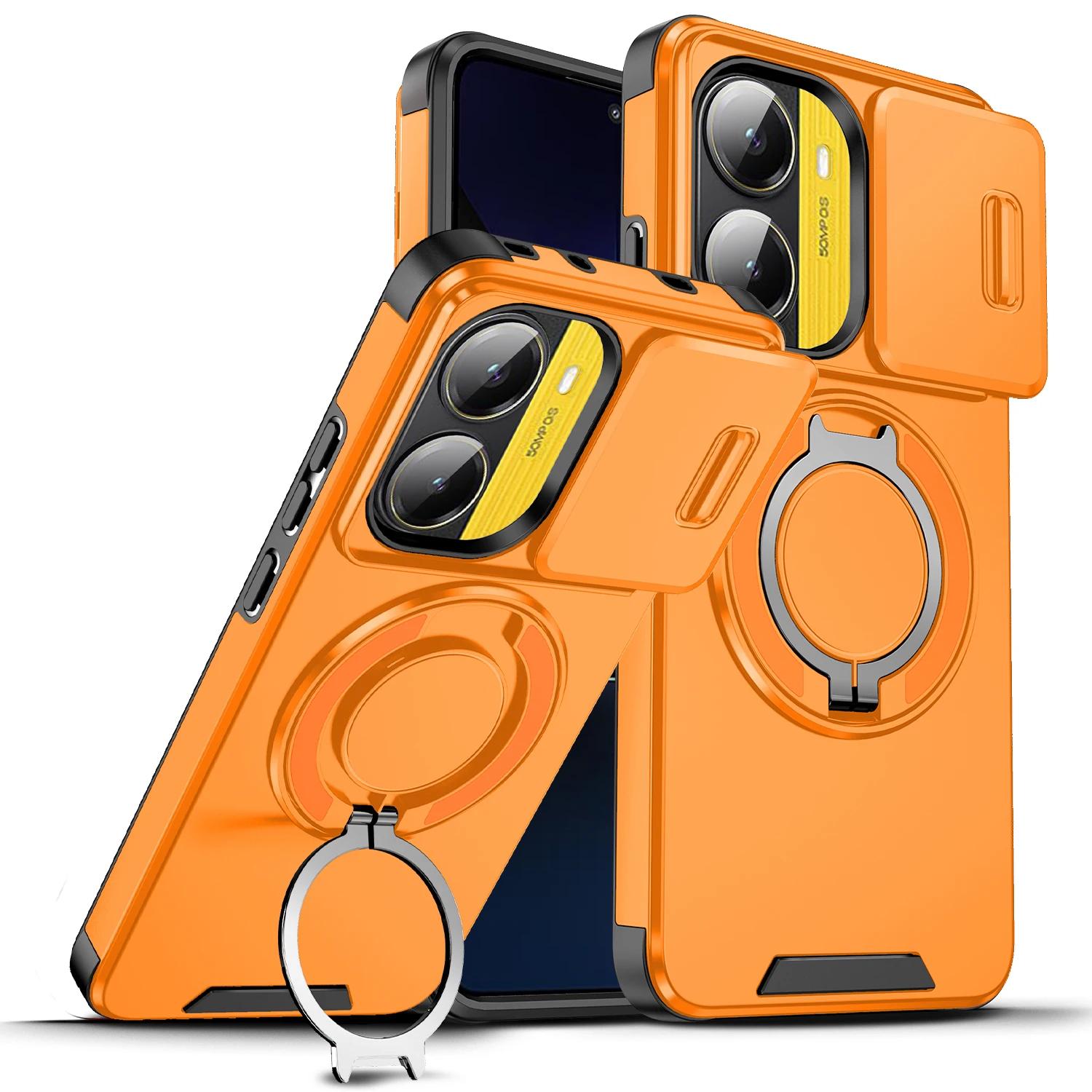 

Case for POCO F7 5G Armor Slide Camera Lens Protection Back Cover for Xiaomi POCO F7 Ultra Ring Holder Stand Shockproof Bumper For POCO F7 Ultra