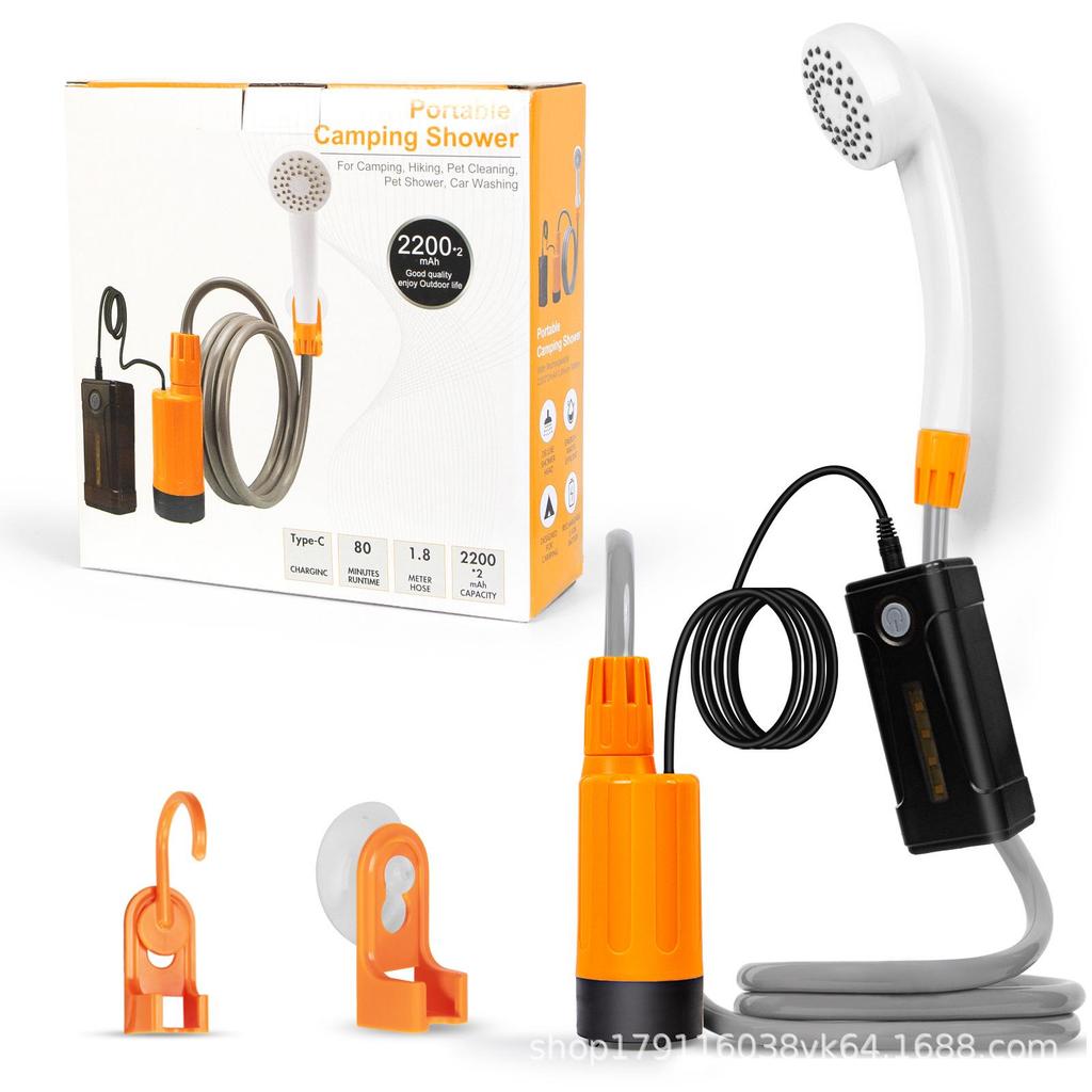 Portable USB Rechargeable Shower Head for Camping, Dorms, Construction Sites, and Rural Bathing