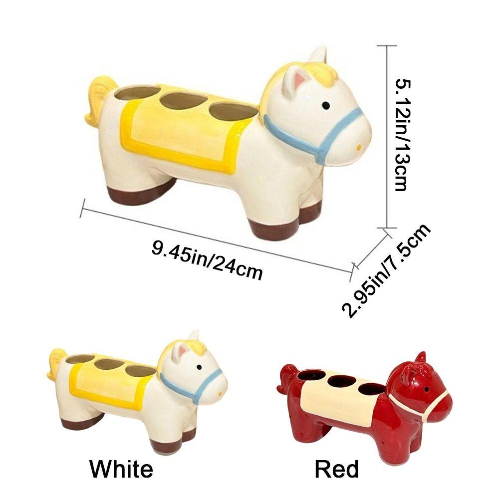 Ceramic Horse Electric Toothbrush Holder Space Saving Waterproof Toothbrush Storage Rack Decorative 3 Holes