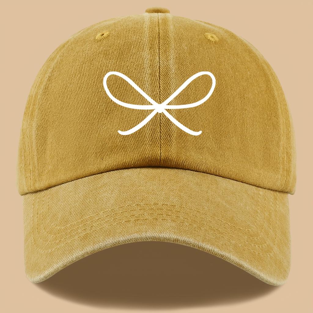 Cute bow printed baseball cap for fishing, vacation, and parties, curved brim sun hat, fashionable and versatile